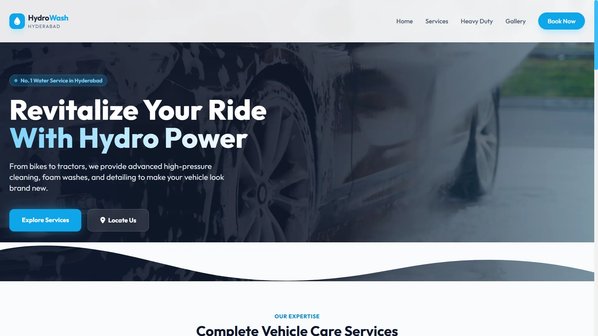 HydroWash - Water Servicing website